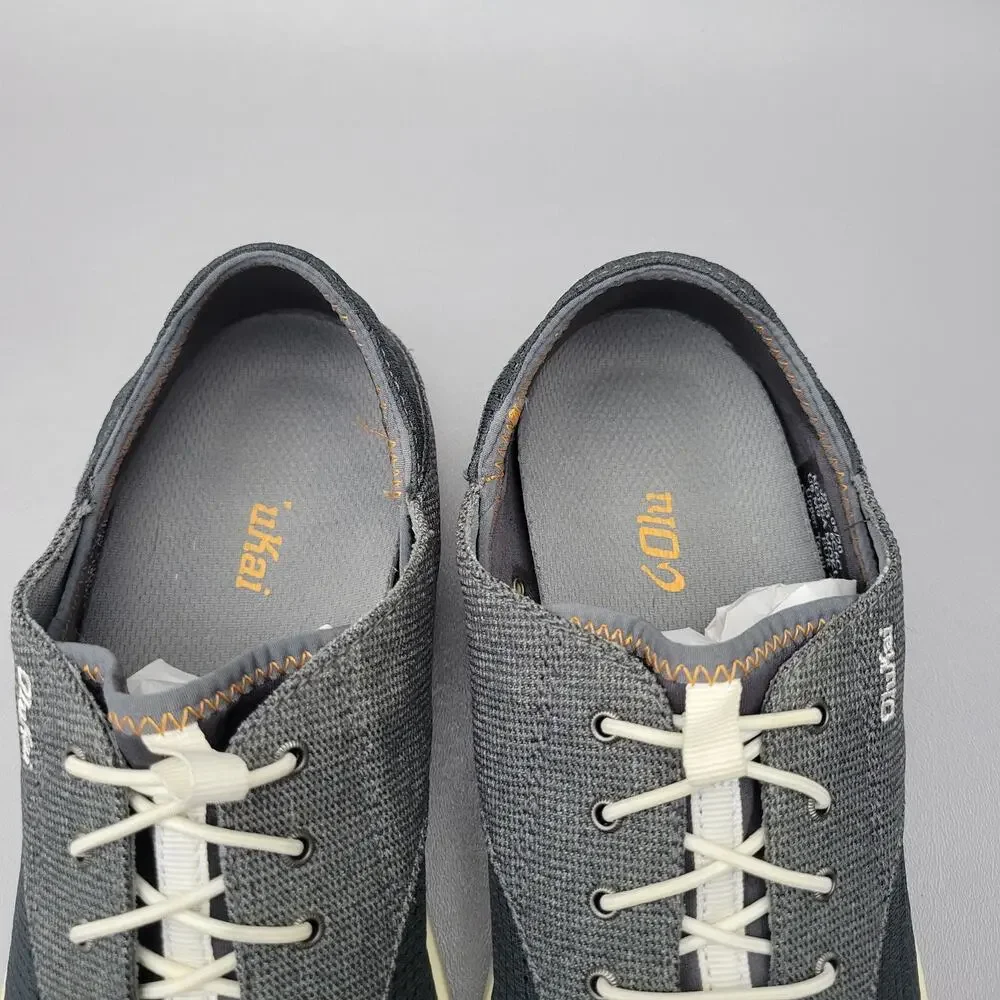 Olukai Nohea Moku Men's Casual Slip On Boat Shoes Size 9 Gray Black